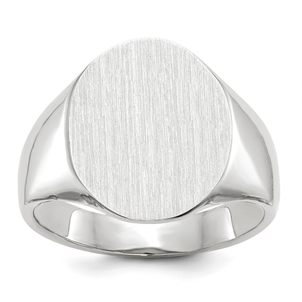Gold Polished Circle Closed Back Signet Ring — 18.5x15 mm
