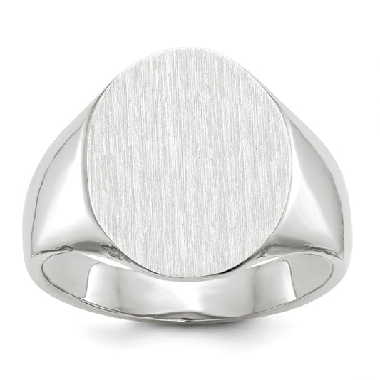 Gold Polished Circle Closed Back Signet Ring — 18.5x15 mm