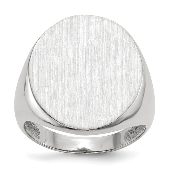 Gold Polished Circle Closed Back Signet Ring — 20.5x17 mm