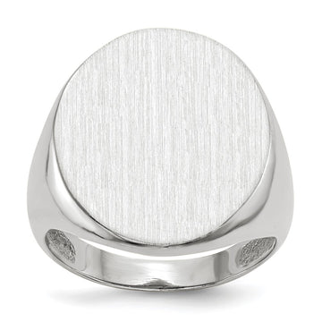 Gold Polished Circle Closed Back Signet Ring — 20.5x17 mm