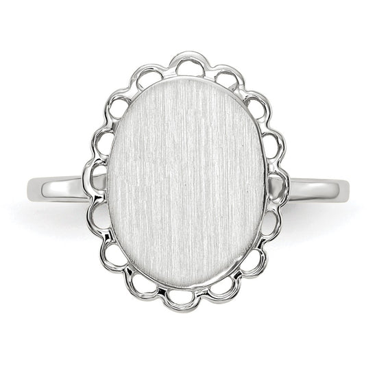 Gold Polished Bordered Open Back Signet Ring
