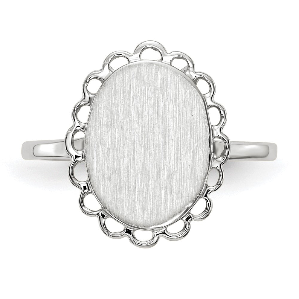 Gold Polished Bordered Open Back Signet Ring