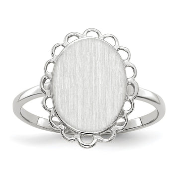 Gold Polished Bordered Open Back Signet Ring