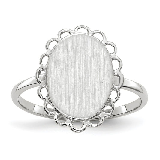 Gold Polished Bordered Open Back Signet Ring