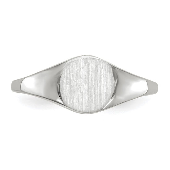 Gold Polished Circle Closed Back Signet Ring — 6.5x7.5 mm