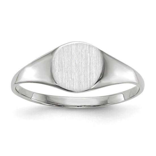 Gold Polished Circle Closed Back Signet Ring — 6.5x7.5 mm