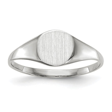 Gold Polished Circle Closed Back Signet Ring — 6.5x7.5 mm