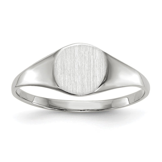 Gold Polished Circle Closed Back Signet Ring — 6.5x7.5 mm