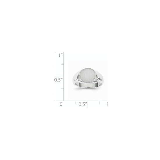 14k White Gold 8.5x8.0mm Closed Back Child's Signet Ring