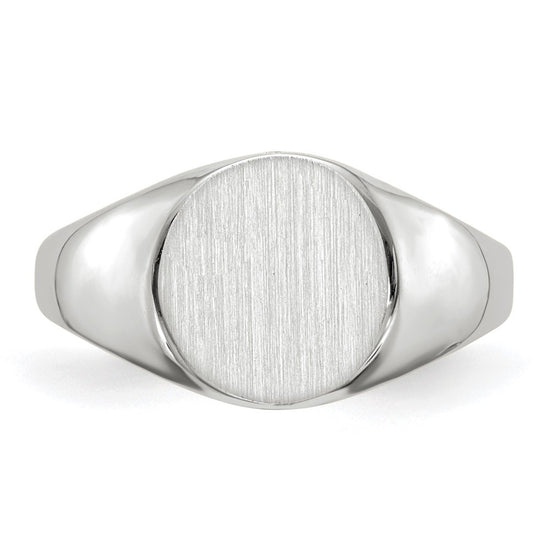 Gold Polished Circle Closed Back Signet Ring — 9x9.5 mm