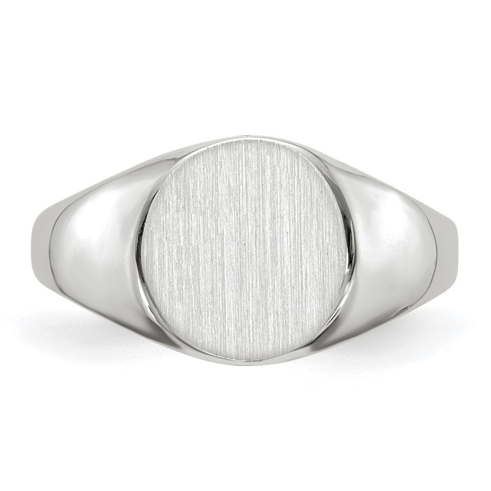 Gold Polished Circle Closed Back Signet Ring — 9x9.5 mm