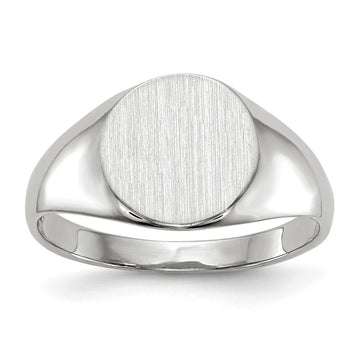 Gold Polished Circle Closed Back Signet Ring — 9x9.5 mm