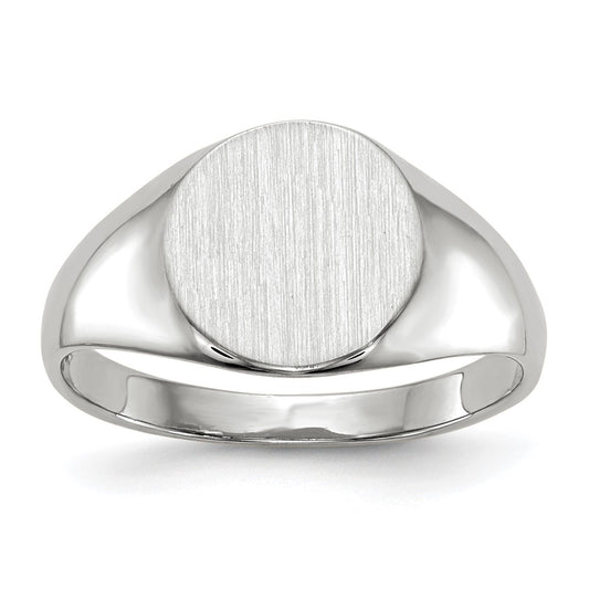 Gold Polished Circle Closed Back Signet Ring — 9x9.5 mm
