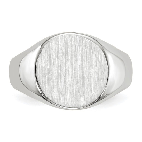 Gold Polished Circle Closed Back Signet Ring — 10x11 mm