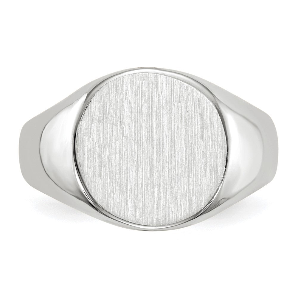 Gold Polished Circle Closed Back Signet Ring — 10x11 mm