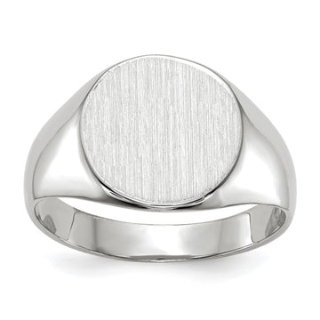 Gold Polished Circle Closed Back Signet Ring — 10x11 mm