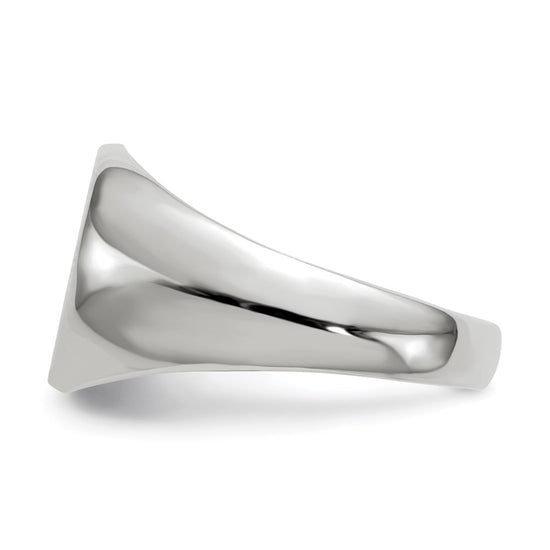 Gold Polished Circle Closed Back Signet Ring — 12.5x13.5 mm