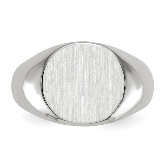Gold Polished Circle Closed Back Signet Ring — 12.5x13.5 mm