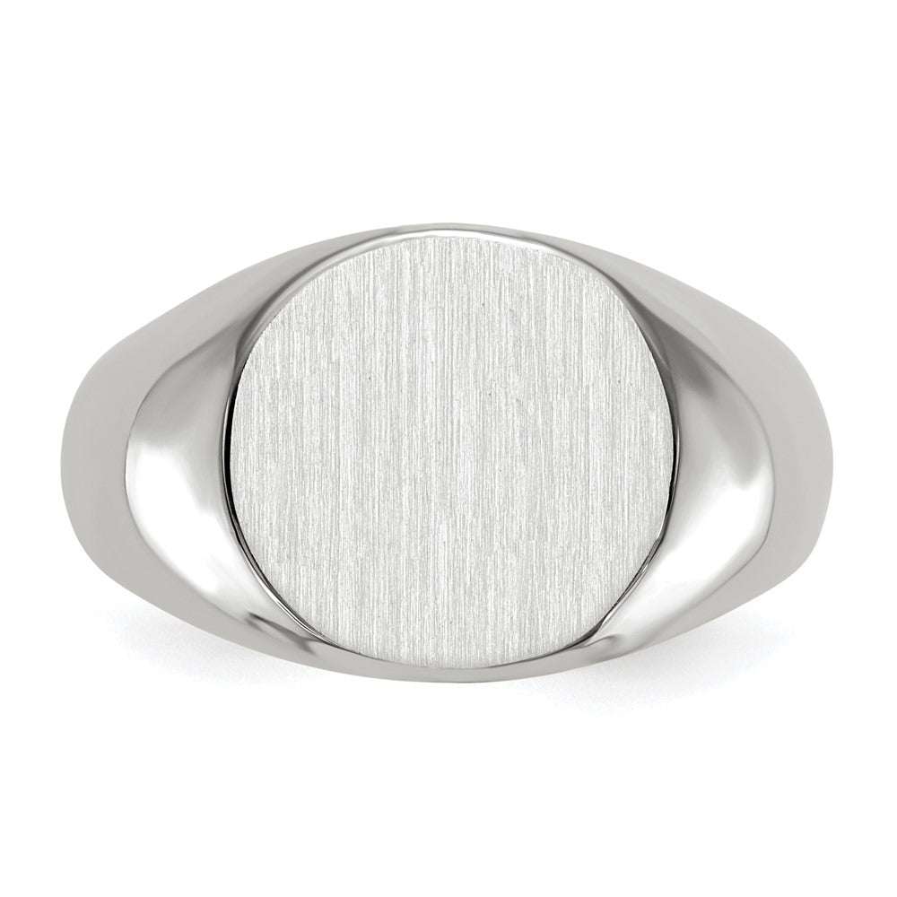 Gold Polished Circle Closed Back Signet Ring — 12.5x13.5 mm