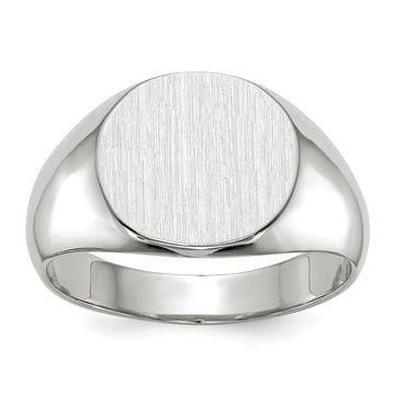 Gold Polished Circle Closed Back Signet Ring — 12.5x13.5 mm