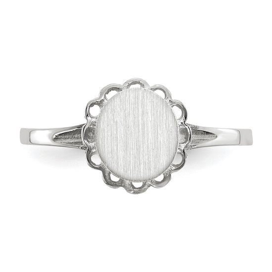 Gold Polished Bordered Open Back Signet Ring