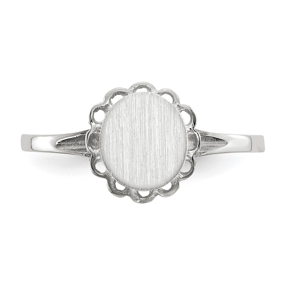 Gold Polished Bordered Open Back Signet Ring