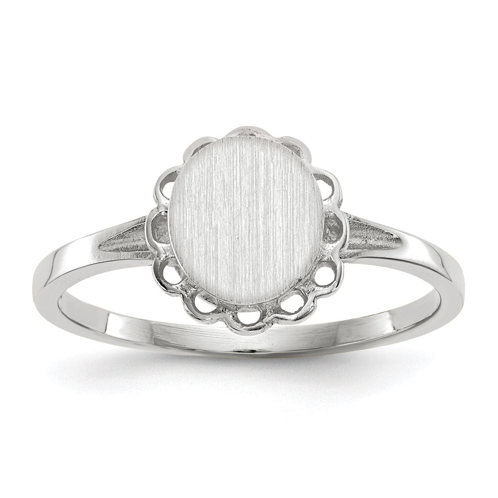 Gold Polished Bordered Open Back Signet Ring