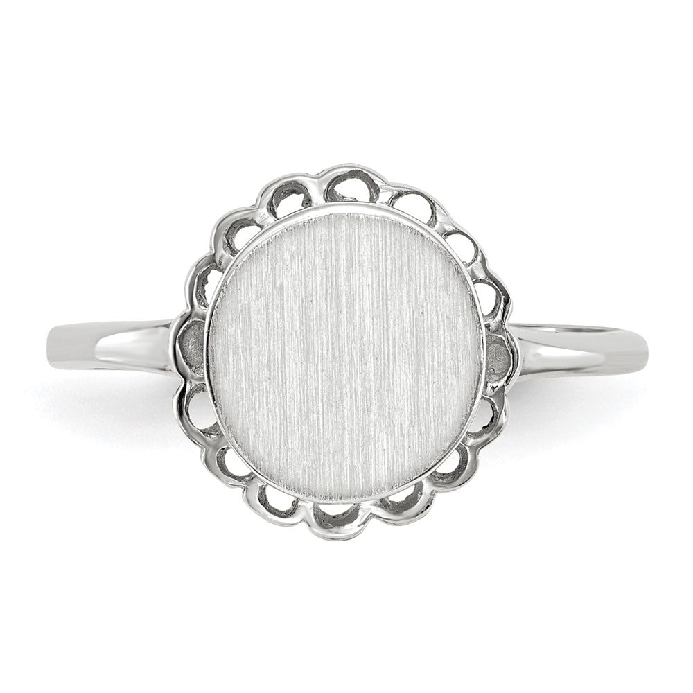 Gold Polished Bordered Open Back Signet Ring