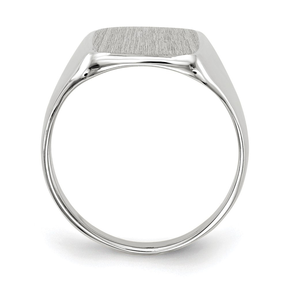 14k White Gold 10.5x11.0mm Cushion Closed Back Signet Ring