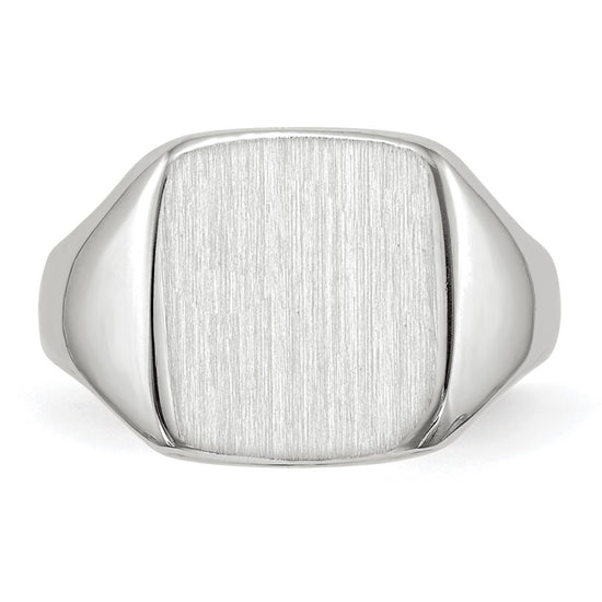 14k White Gold 10.5x11.0mm Cushion Closed Back Signet Ring