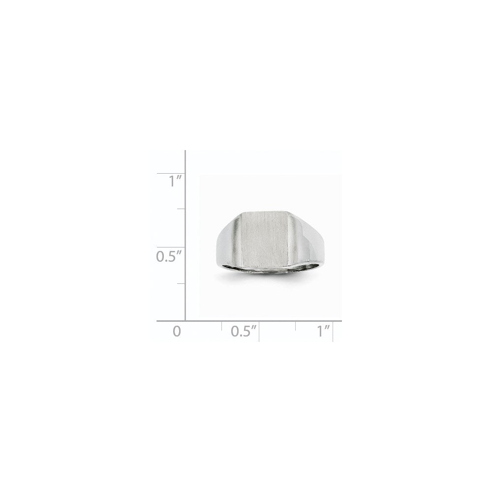 14k White Gold 10.5x11.0mm Cushion Closed Back Signet Ring
