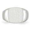 14k White Gold 12.5x12.5mm Cushion Closed Back Signet Ring