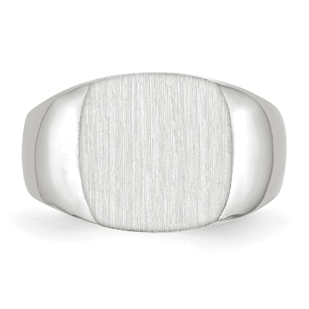 14k White Gold 12.5x12.5mm Cushion Closed Back Signet Ring