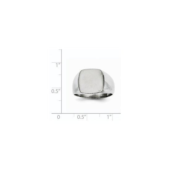 14k White Gold 12.5x12.5mm Cushion Closed Back Signet Ring