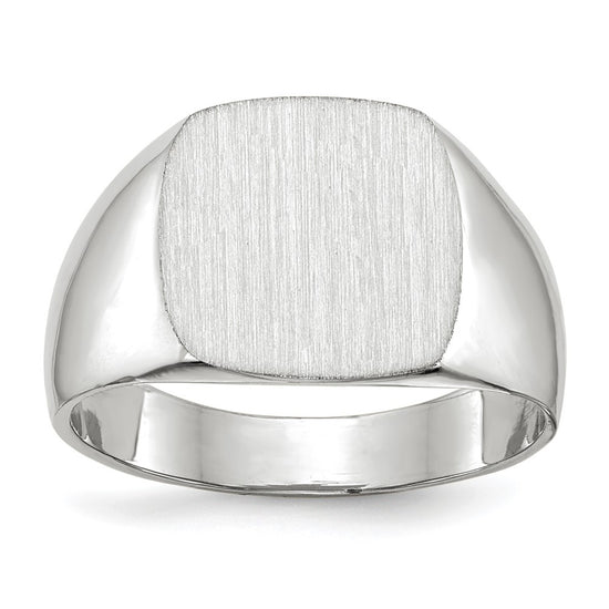 10k White Gold 12.5x12.5mm Cushion-shaped Closed Back Signet Ring