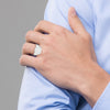 14k White Gold 13.5x14.5mm Cushion Closed Back Mens Signet Ring