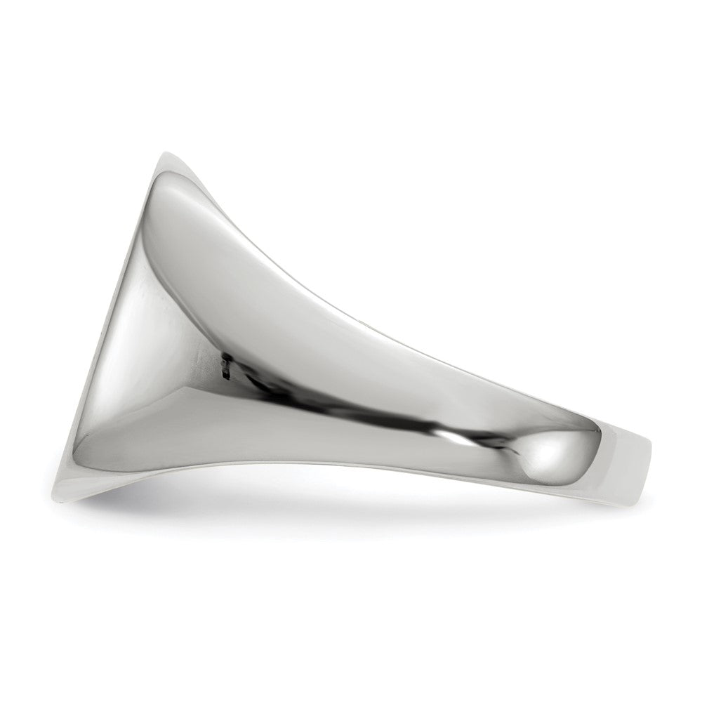 14k White Gold 13.5x14.5mm Cushion Closed Back Mens Signet Ring