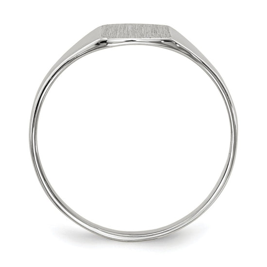 14k White Gold 7.0x8.5mm Cushion Closed Back Signet Ring