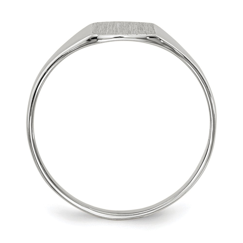 14k White Gold 7.0x8.5mm Cushion Closed Back Signet Ring