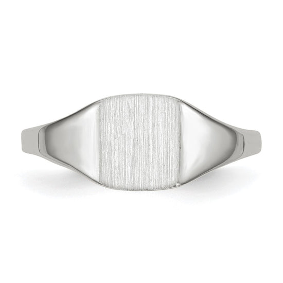 14k White Gold 7.0x8.5mm Cushion Closed Back Signet Ring