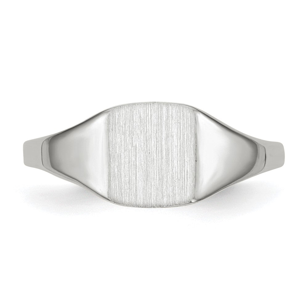 14k White Gold 7.0x8.5mm Cushion Closed Back Signet Ring