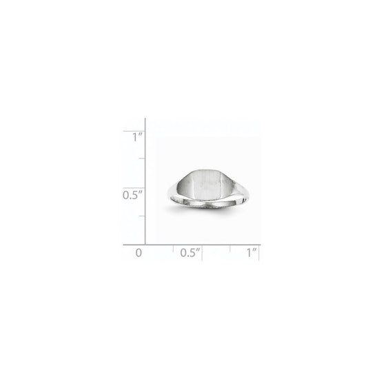 14k White Gold 7.0x8.5mm Cushion Closed Back Signet Ring