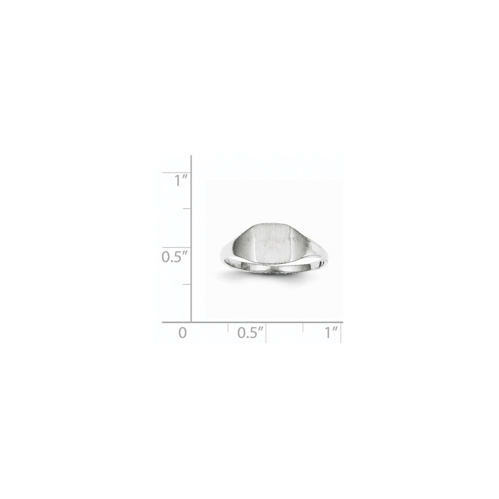 14k White Gold 7.0x8.5mm Cushion Closed Back Signet Ring