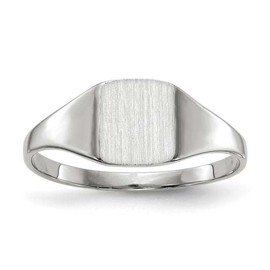 10k White Gold 7.0x8.5mm Square Closed Back Signet Ring