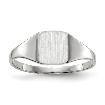 14k White Gold 7.0x8.5mm Cushion Closed Back Signet Ring