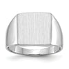14k White Gold 13.0x13.5mm Open Back Satin Mens Signet Ring