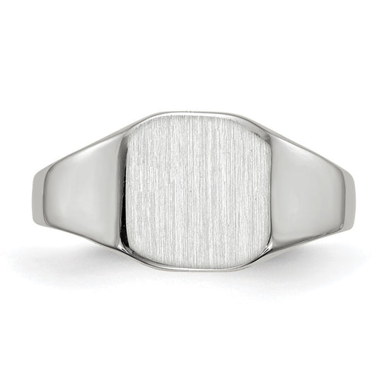 14k White Gold 8.5x8.5mm Cushion Closed Back Signet Ring