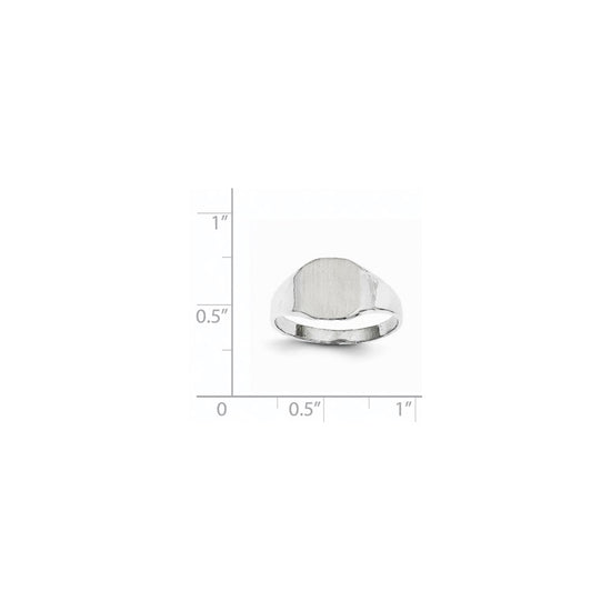 14k White Gold 8.5x8.5mm Cushion Closed Back Signet Ring