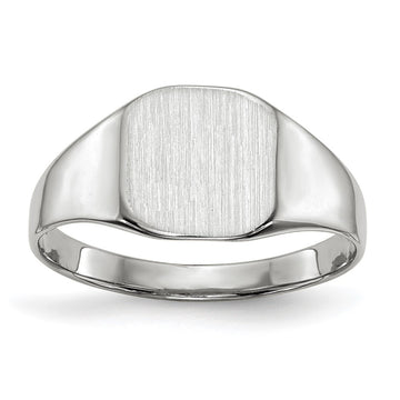 14k White Gold 8.5x8.5mm Cushion Closed Back Signet Ring