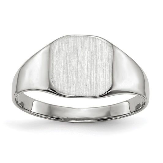 14k White Gold 8.5x8.5mm Cushion Closed Back Signet Ring